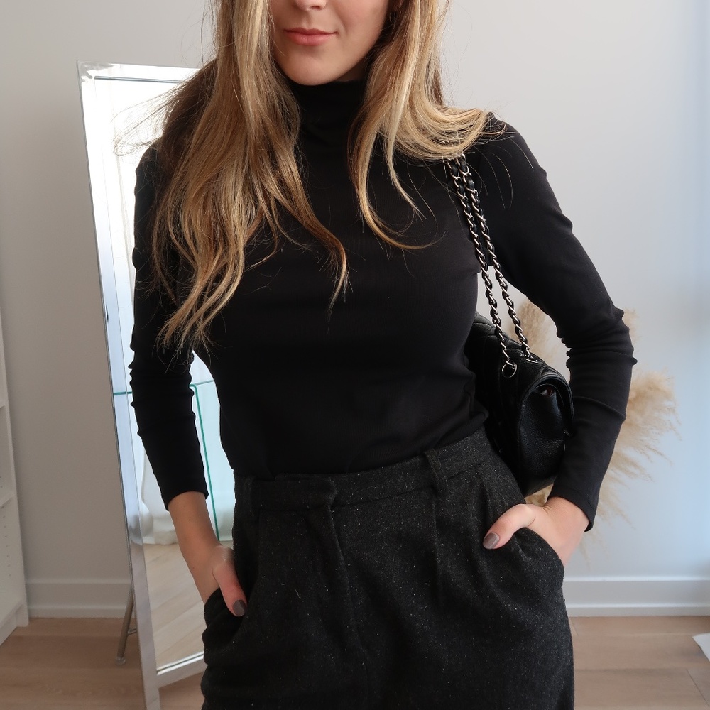 Frank & Oak Wool Wide Leg Trousers